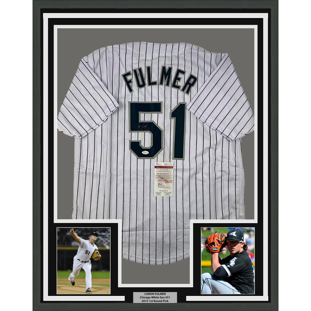 Framed Signed Carson Fulmer 35x39 Chicago Pinstripe Jersey JSA COA