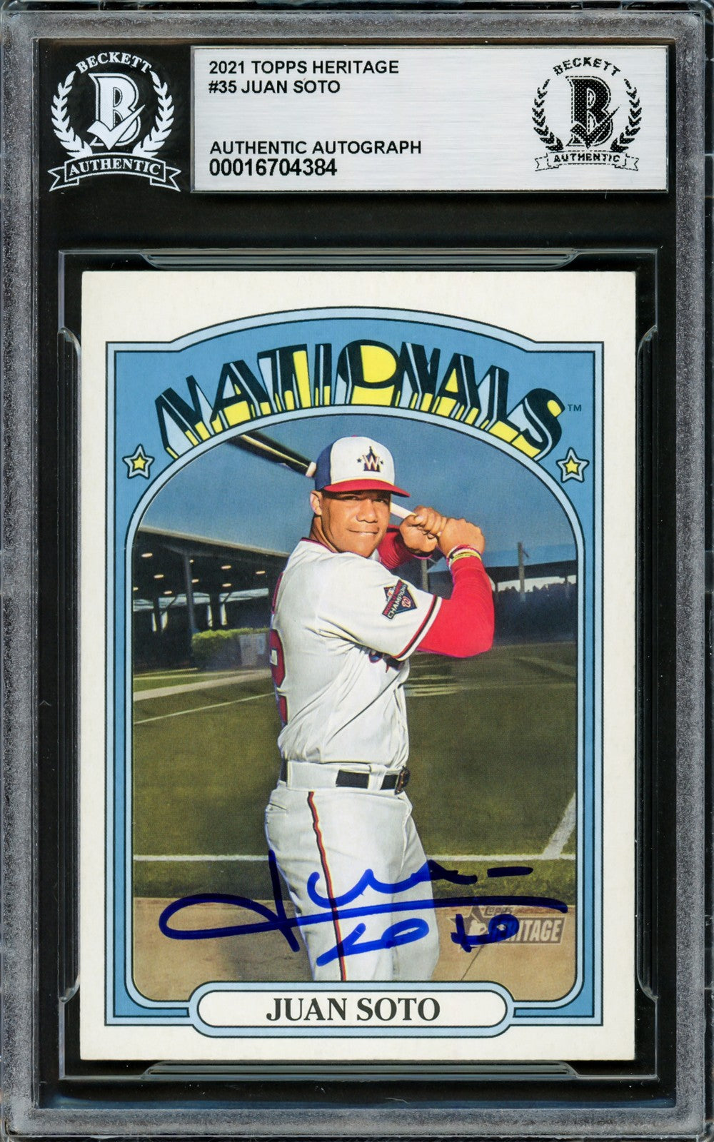 Juan Soto Autographed Signed 2021 Topps Heritage Card 35 New York Mets Beckett