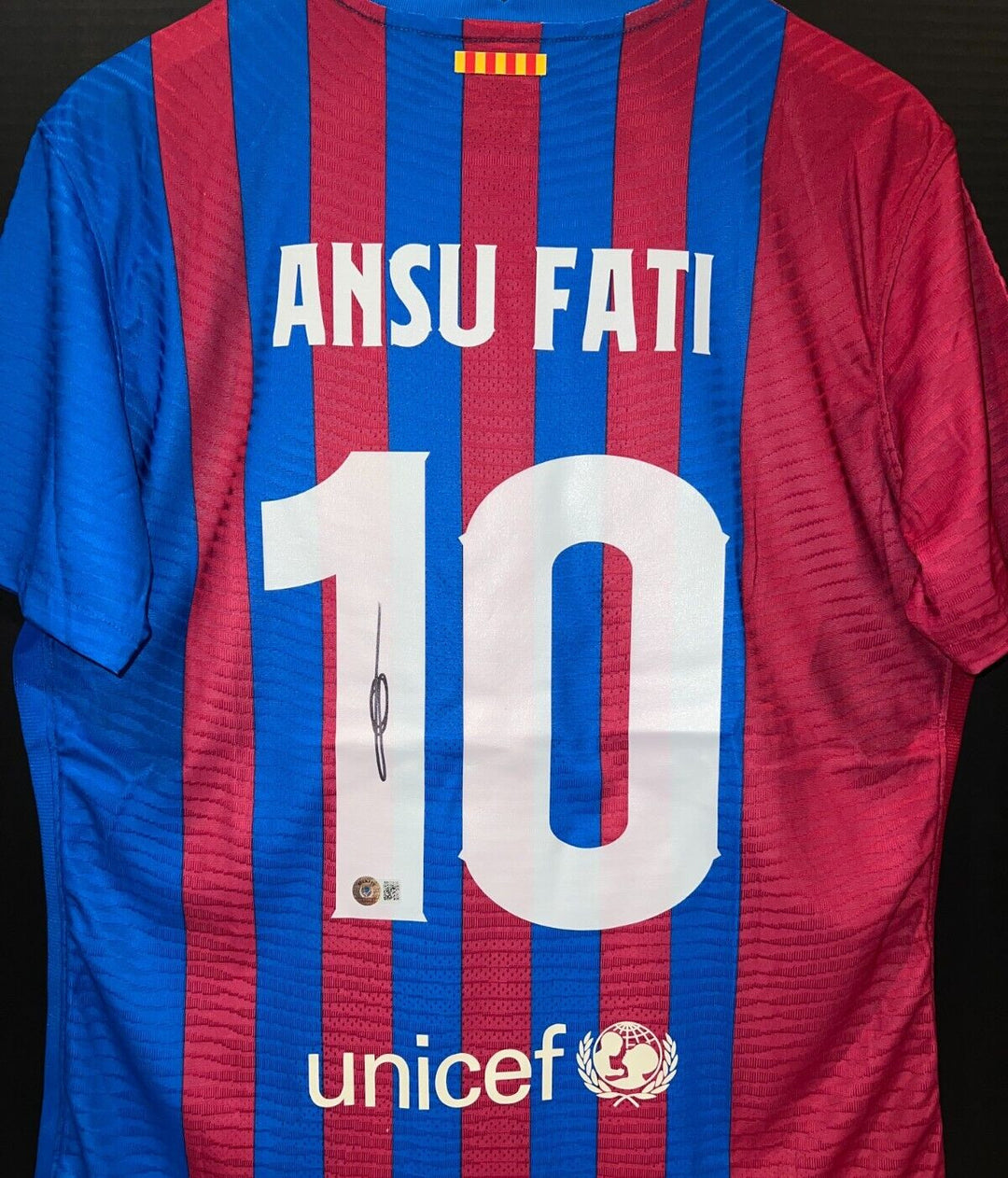 Ansu Fati FC Barcelona Signed Jersey Size XL Auto Beckett COA