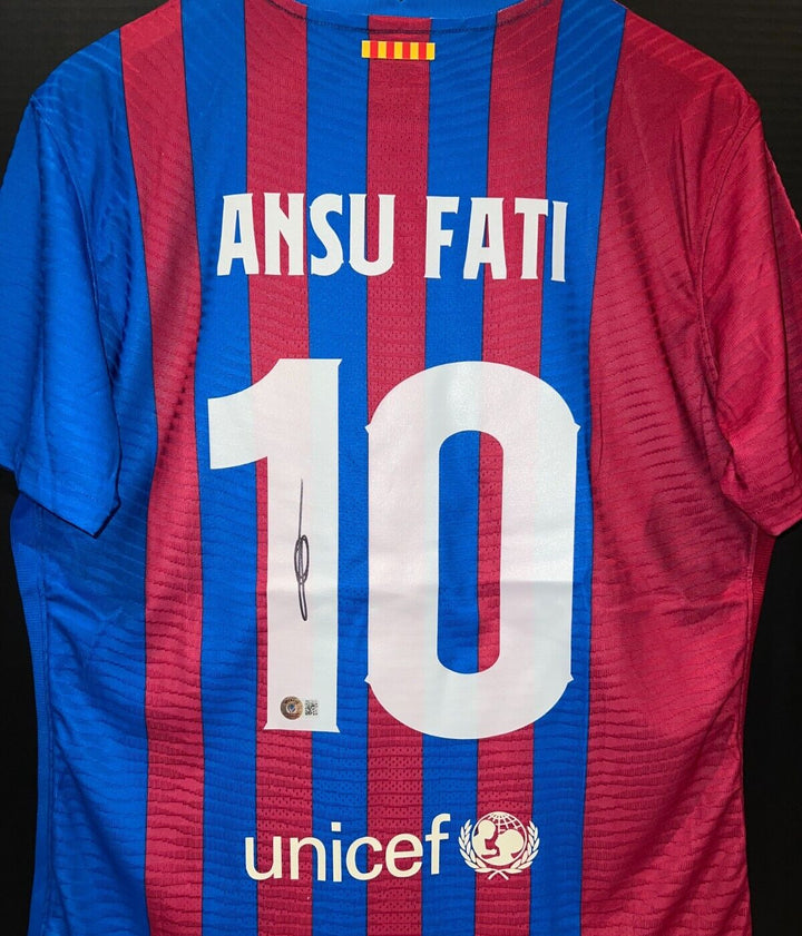 Ansu Fati FC Barcelona Signed Jersey Size XL Auto Beckett COA