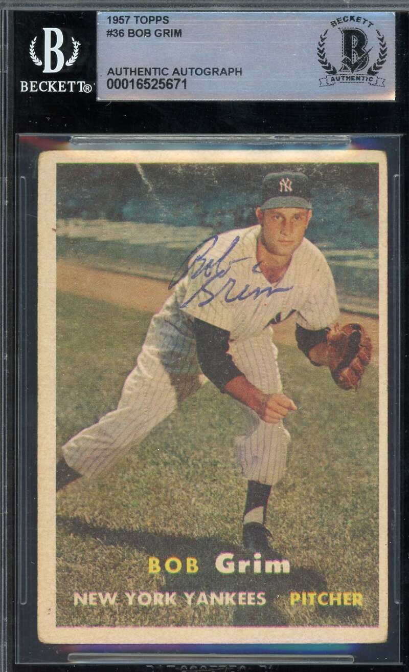 Bob Grim Beckett BAS Signed 1957 Topps Autograph