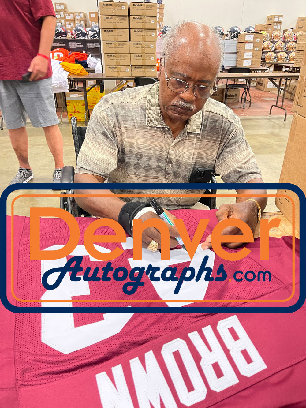 Larry Brown Autographed/Signed Pro Style Sz XL Red Jersey Beckett Witness 48039