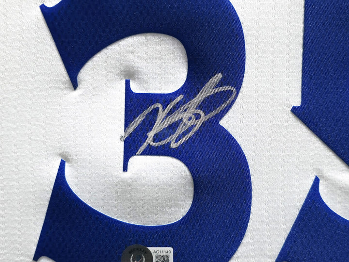 Warriors Kevin Durant Signed Framed White Adidas Swingman Jersey Beckett BAS QR