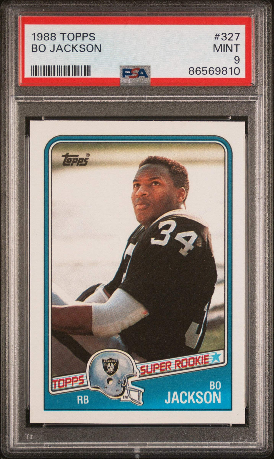 Graded 1988 Topps Super Rookie Bo Jackson #327 Rookie RC Baseball Card PSA 9