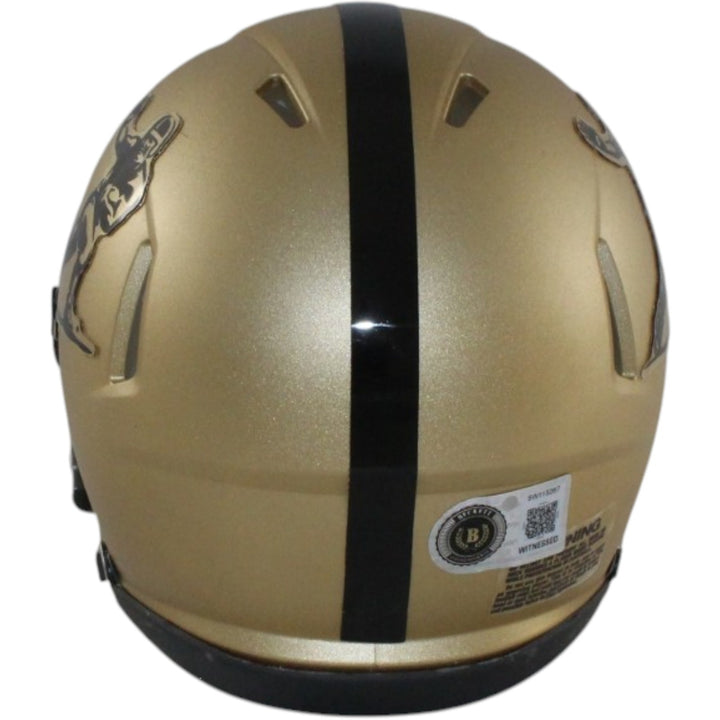 Johnny Manziel Autographed Heisman Trophy Mini Helmet Beckett Witness 58248
