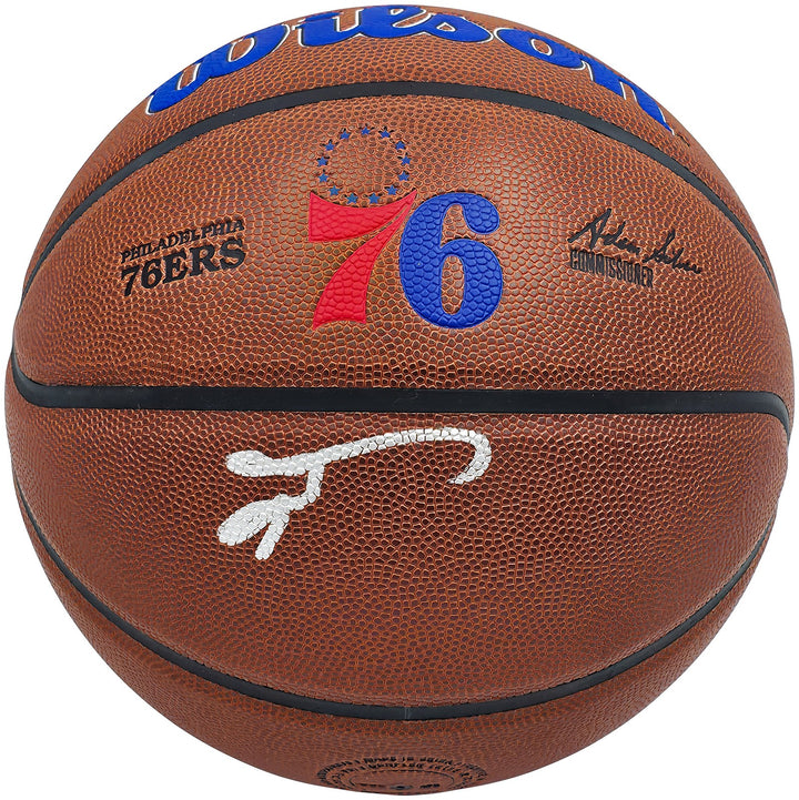 Allen Iverson Auto Signed Composite Leather 76ers Logo Basketball Beckett Wit