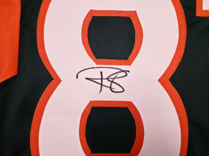 Miami Hurricanes Reggie Wayne Signed Green Jersey Beckett BAS Witness