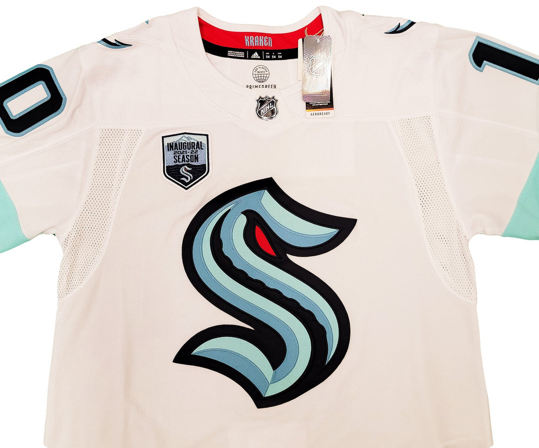 Kraken Matty Beniers Auto White Adidas Jersey Sz 54 Inaugural NHL Debut Fanatics