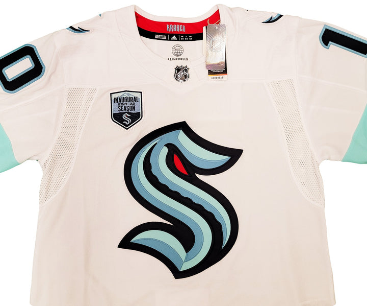 Kraken Matty Beniers Auto White Adidas Jersey Sz 54 Inaugural NHL Debut Fanatics