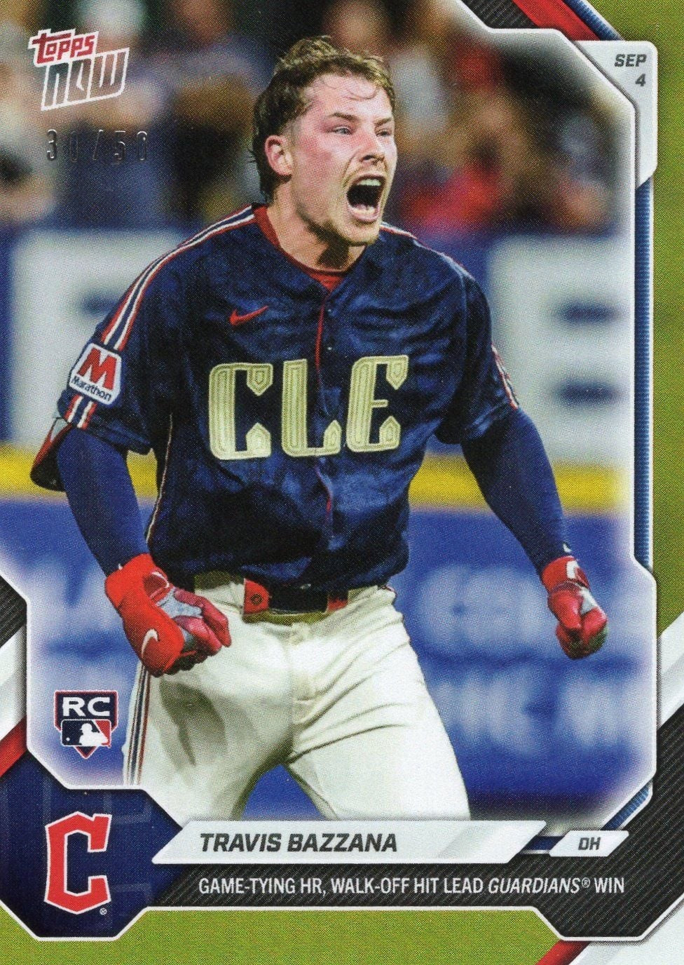 2026 Topps Now Travis Bazzana #636 Gold Foil /50 Rookie RC Baseball Card
