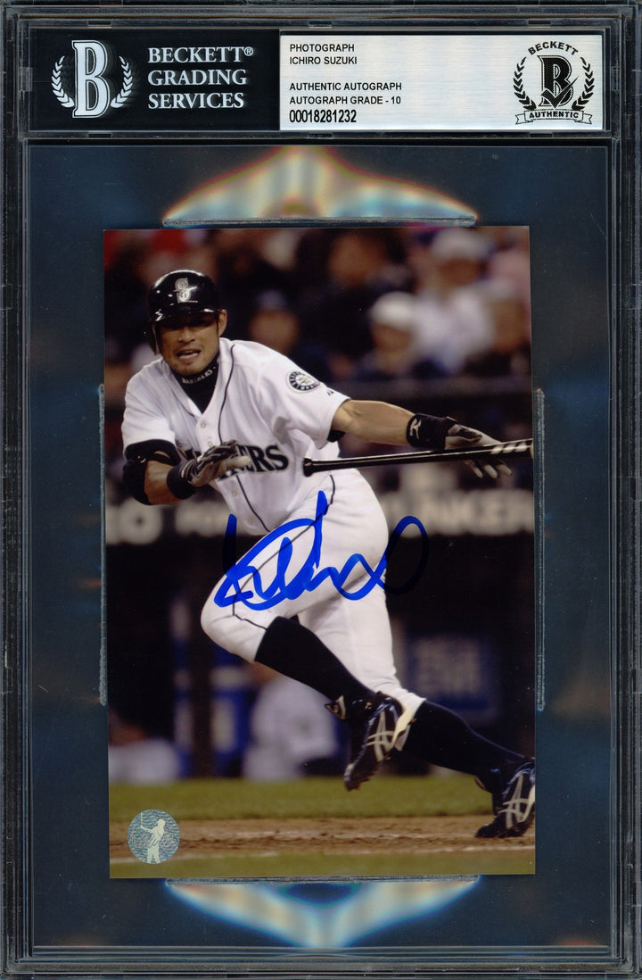 Ichiro Suzuki Autographed Signed 4x6 Photo Seattle Mariners Auto GM 10 Beckett