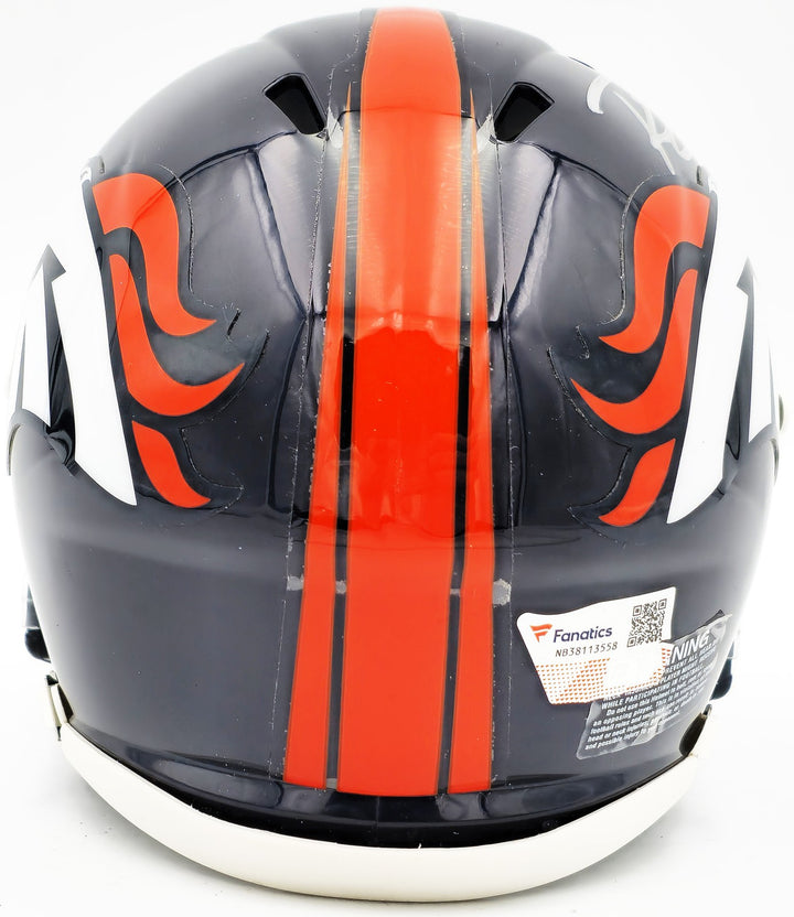 Russell Wilson Signed Denver Broncos Blue Speed Mini Helmet Fanatics Holo