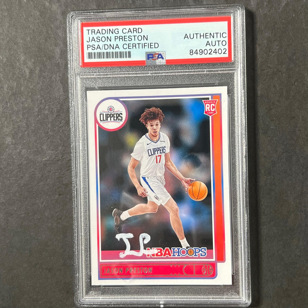 2021-22 Panini Hoops #242 Jason Preston Signed Card PSA Slabbed Clippers RC