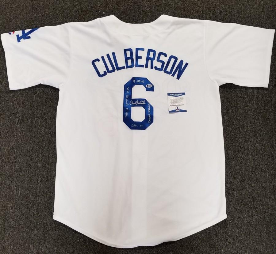 CHARLIE CULBERSON Signed Jersey "Scully's Final Call 9-25-16" ~ Beckett BAS COA