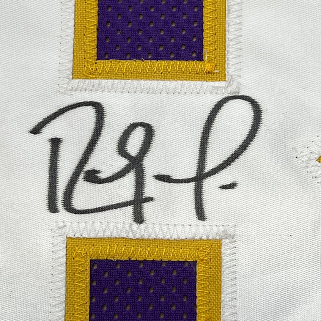 Framed Autographed/Signed Randy Moss 33x42 Minnesota Purple Jersey JSA COA