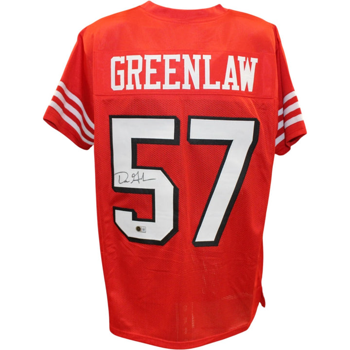 Dre Greenlaw Autographed Pro Style Sz XL Red Jersey Beckett Witness 57289