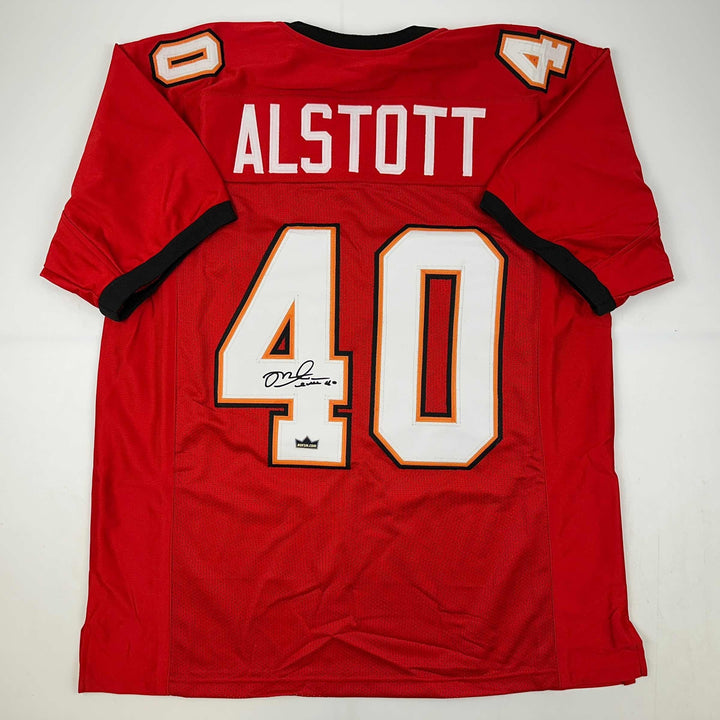 Facsimile Autographed Mike Alstott Tampa Bay Red Reprint Jersey Size Men's XL