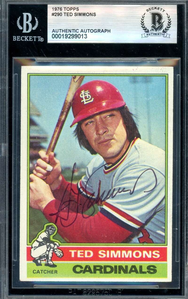 Ted Simmons Beckett BAS Signed 1976 Topps Autograph