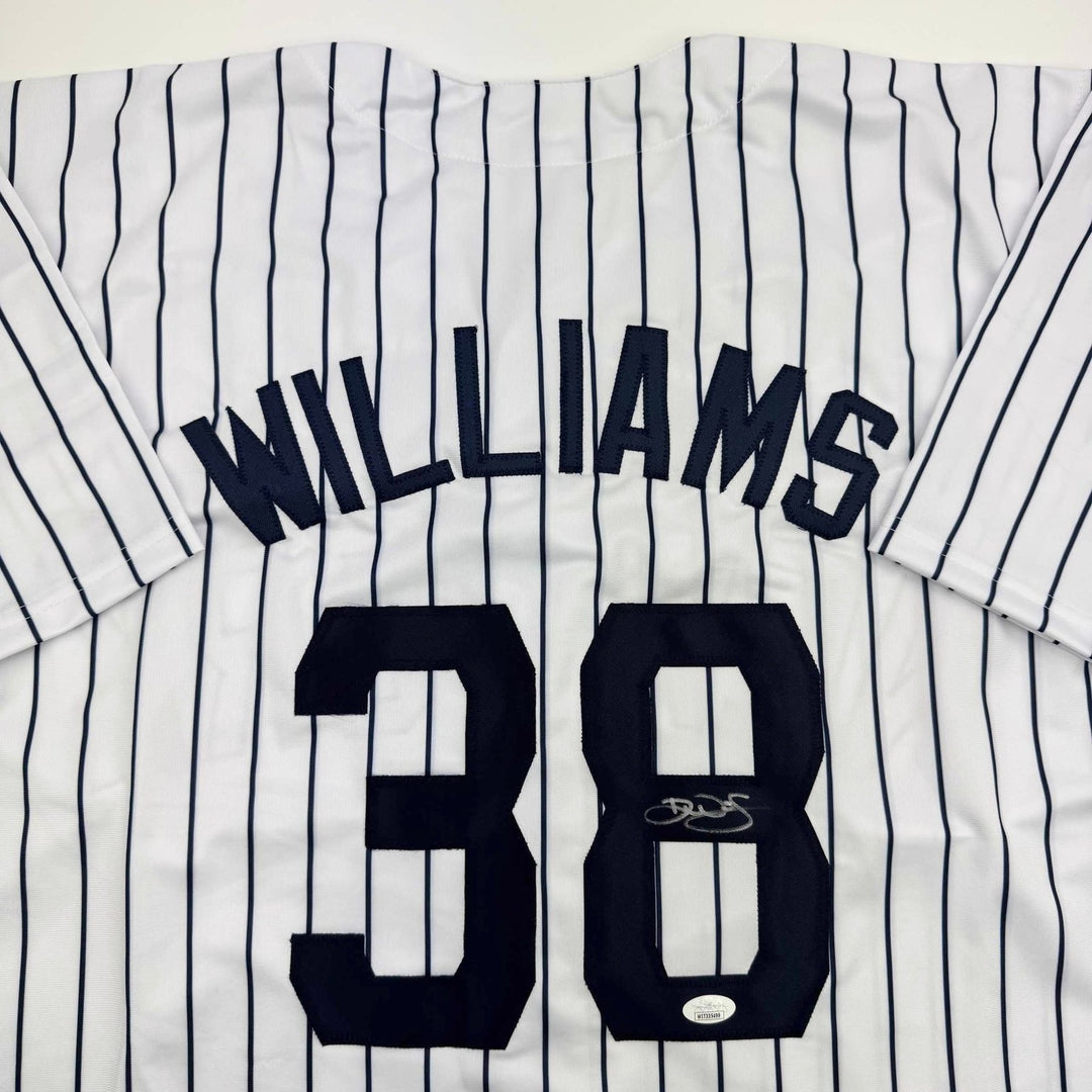 Autographed/Signed Devin Williams New York Pinstripe Jersey JSA COA