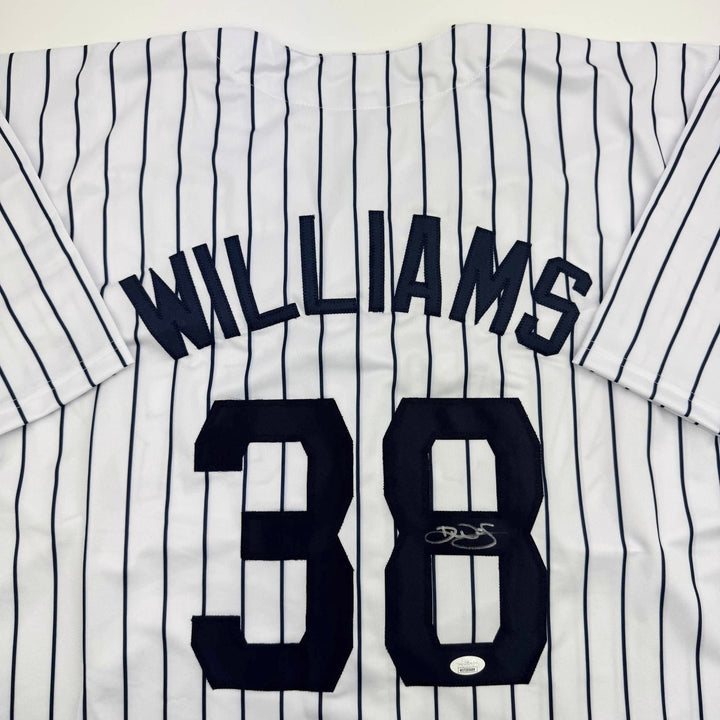 Autographed/Signed Devin Williams New York Pinstripe Jersey JSA COA