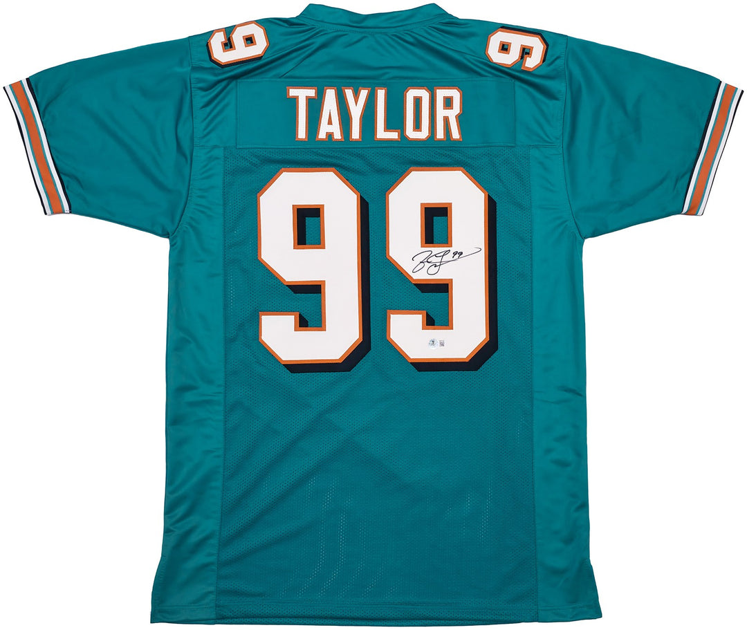 Miami Dolphins Jason Taylor Signed Teal Jersey Beckett Witness