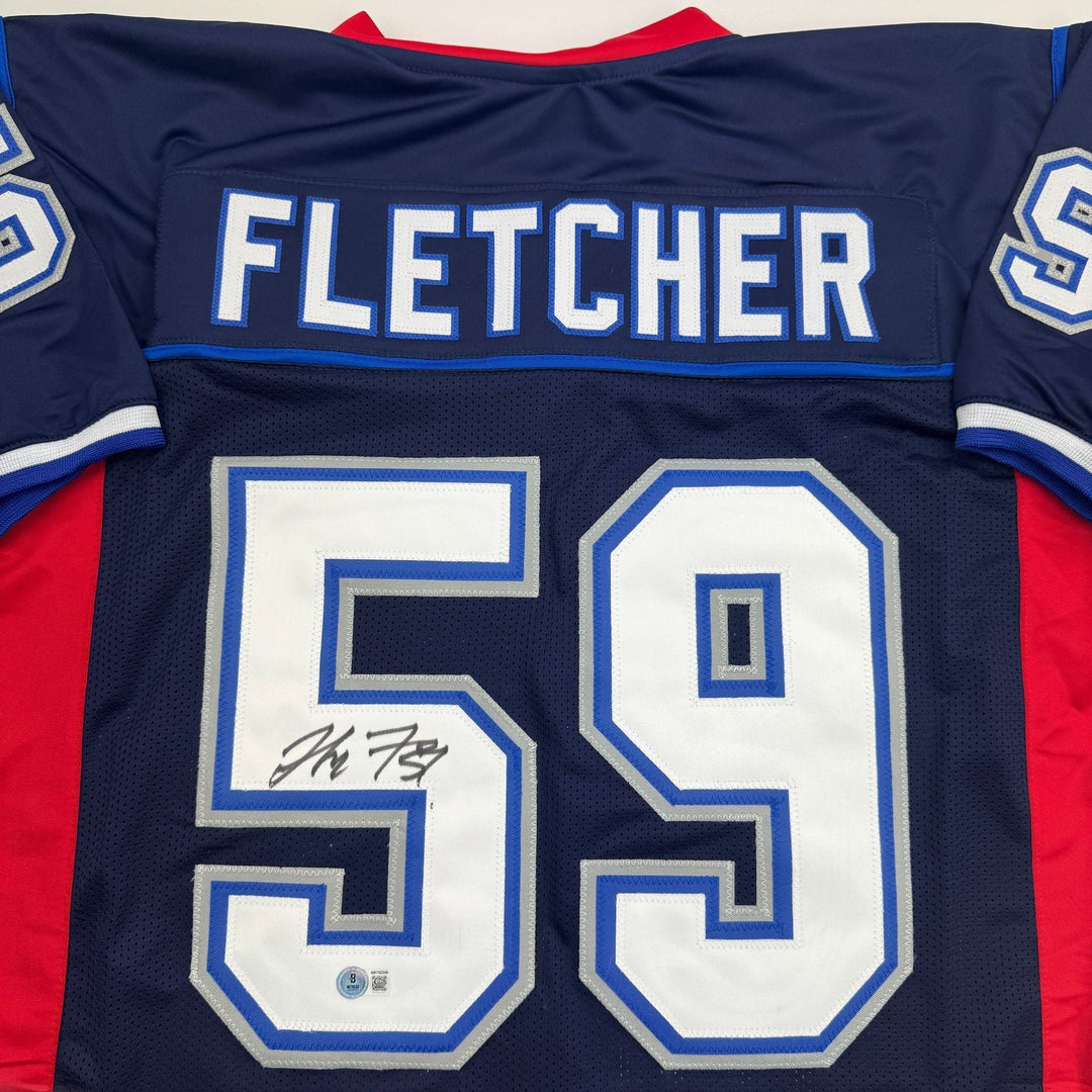 Autographed/Signed London Fletcher Buffalo Blue Football Jersey Beckett COA