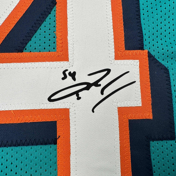 Facsimile Autographed Zach Thomas Miami Teal Reprint Jersey Size Men's XL