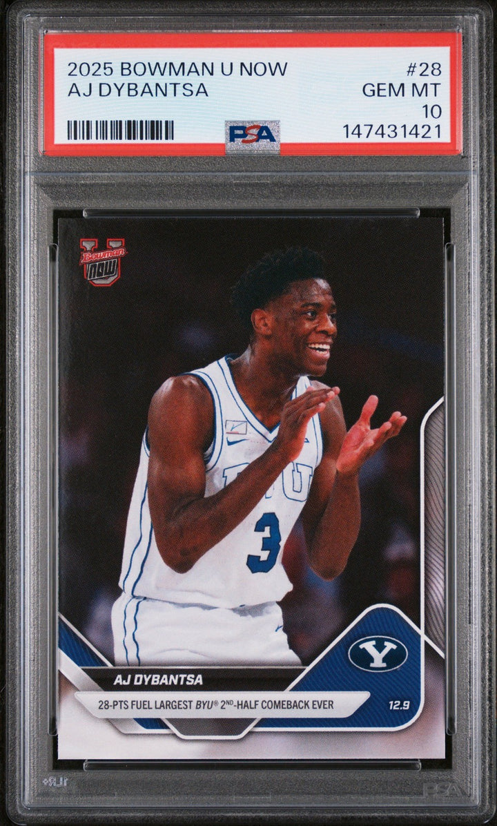 Graded 2025 Topps Bowman U Now AJ Dybantsa #28 Rookie RC Basketball Card PSA 10