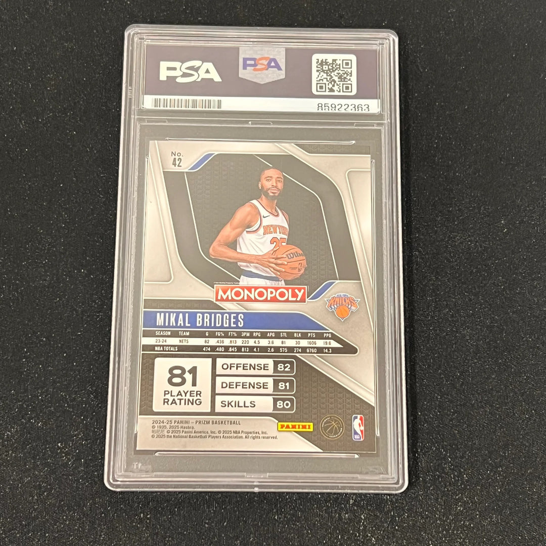 2024-25 Panini Prizm #42 Mikal Bridges Signed Card Auto PSA Slabbed NY Knicks