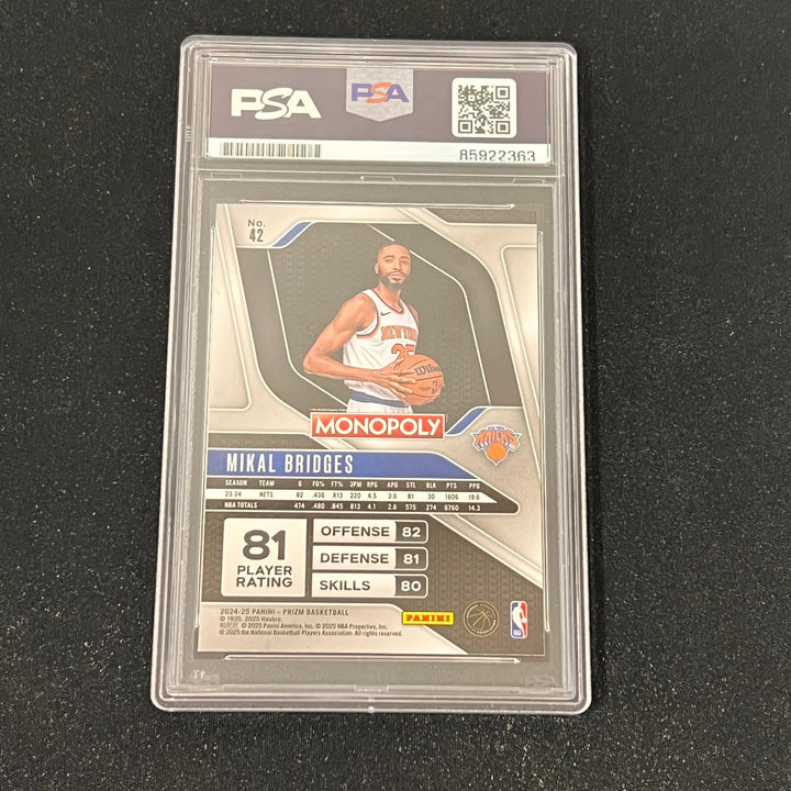 2024-25 Panini Prizm #42 Mikal Bridges Signed Card Auto PSA Slabbed NY Knicks
