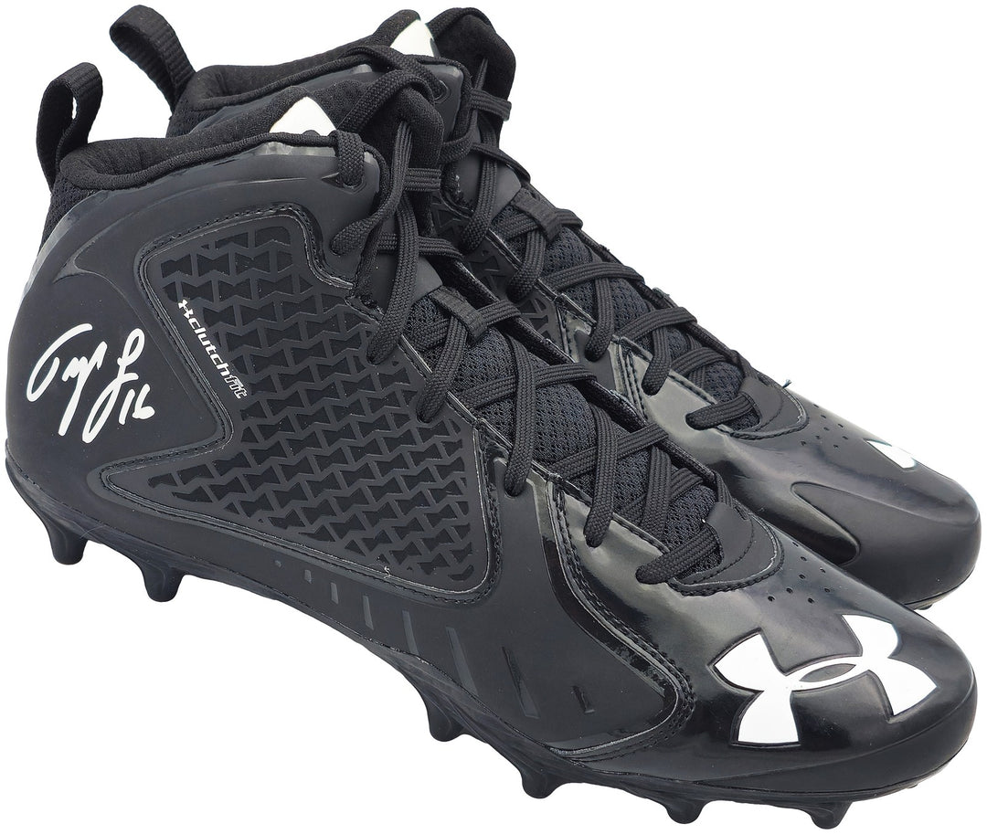 Tyler Lockett Auto Black Under Armour Team Fierce MC Cleats Seahawks Size 10