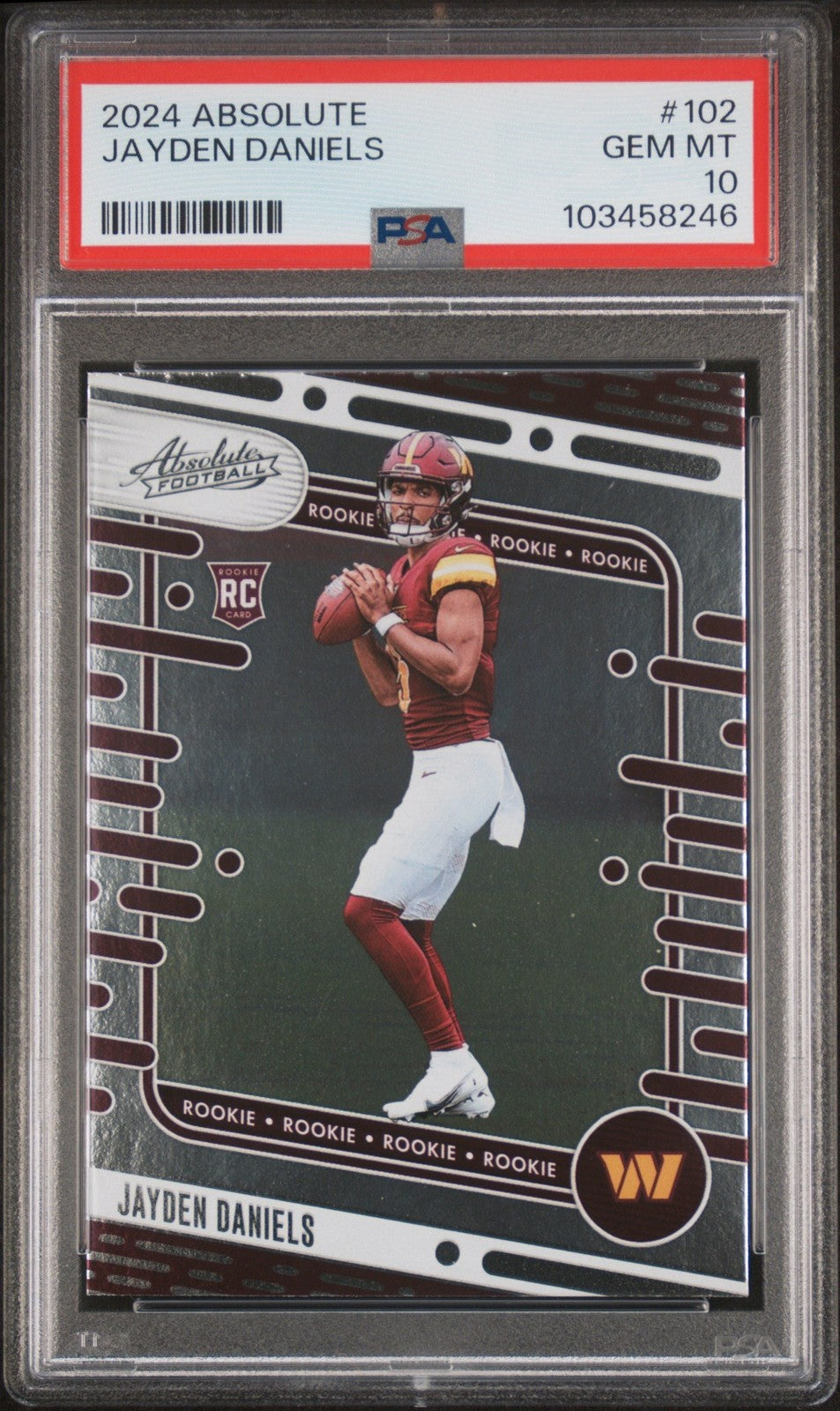 Graded 2024 Panini Absolute Jayden Daniels #102 Rookie RC Card PSA 10