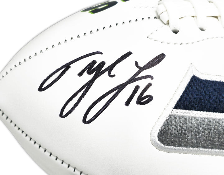 Tyler Lockett Autographed Signed Seattle Seahawks White Logo Football MCS Holo