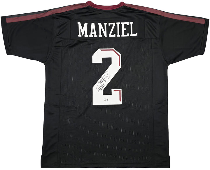 A & M Aggies Johnny Manziel Signed Black Jersey Beckett Wit Beckett Witness