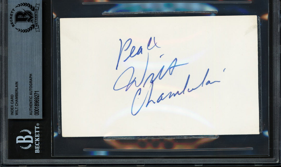 Wilt Chamberlain Signed 3x5 Index Card Los Angeles Lakers Beckett