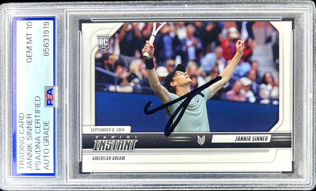 JANNIK SINNER SIGNED 2024 PANINI INSTANT ROOKIE CARD #JS-3 TENNIS RC PSA AUTO 10