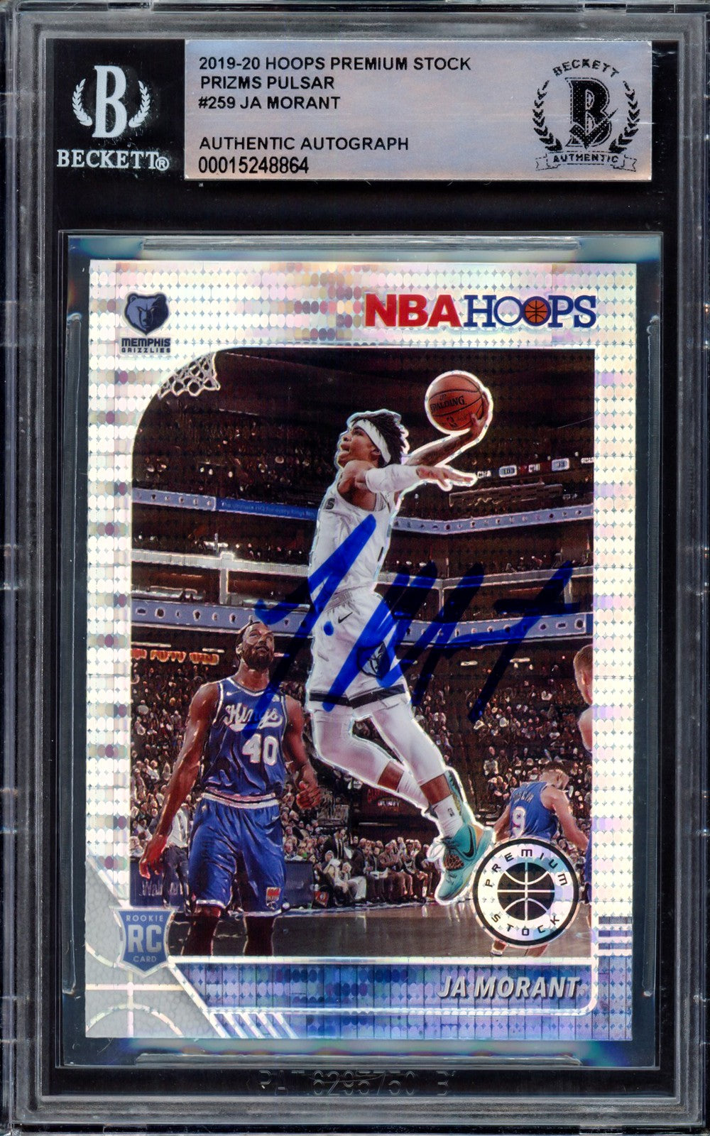 Ja Morant Auto Signed 2019-20 Hoops Premium Stock Prizms Pulsar RC 259 Beckett