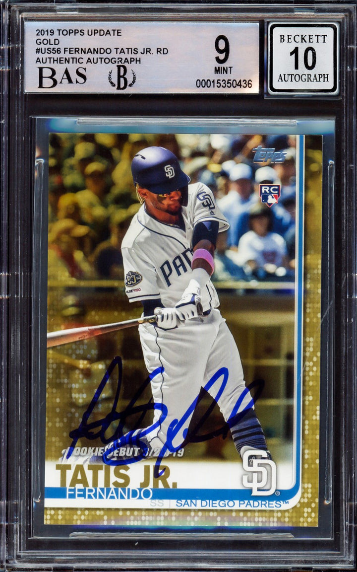 Fernando Tatis Jr. Signed 2019 Topps Update Gold RC US56 BGS 9 Sig 10 Beckett