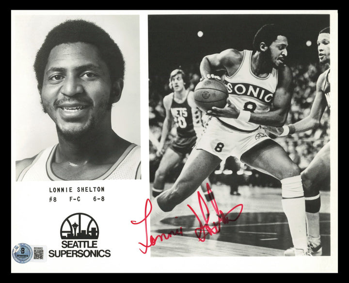 Lonnie Shelton Signed 8x10 Photo Seattle Supersonics Beckett #BS36852