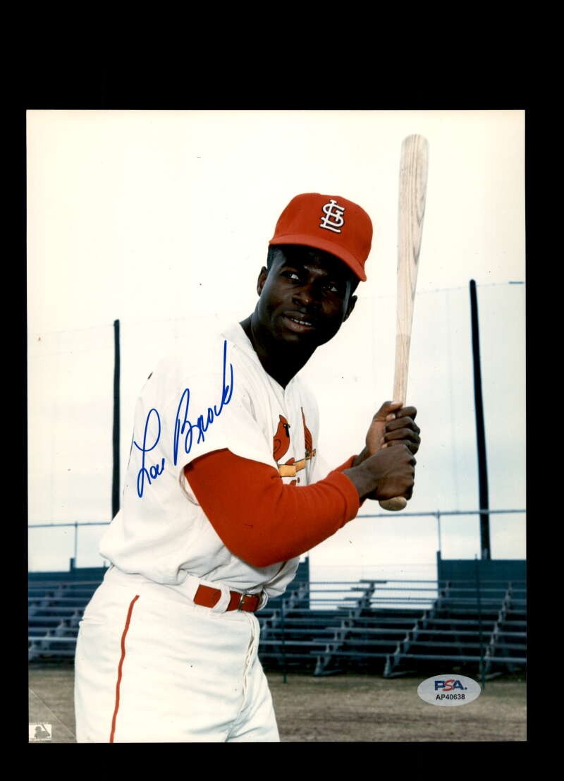 Lou Brock PSA DNA Signed 8x10 Photo Autographed Cardinals