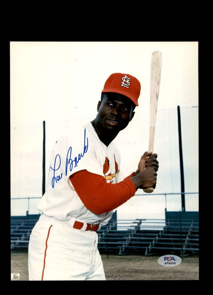 Lou Brock PSA DNA Signed 8x10 Photo Autographed Cardinals