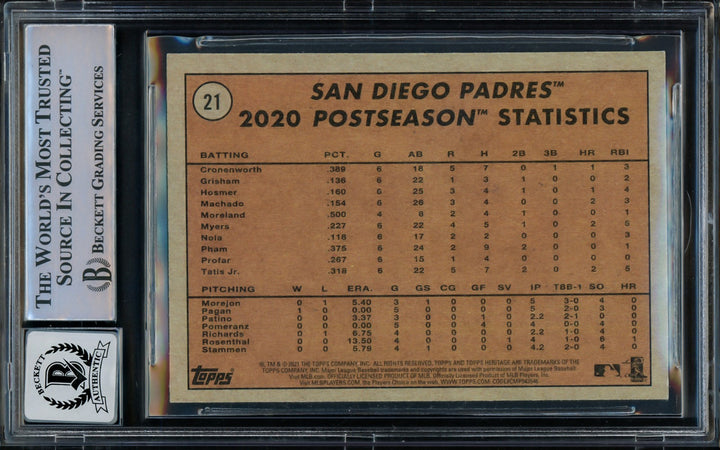 Fernando Tatis Jr. Signed 2021 Topps Heritage Card 21 Padres Auto GM 10 Beckett
