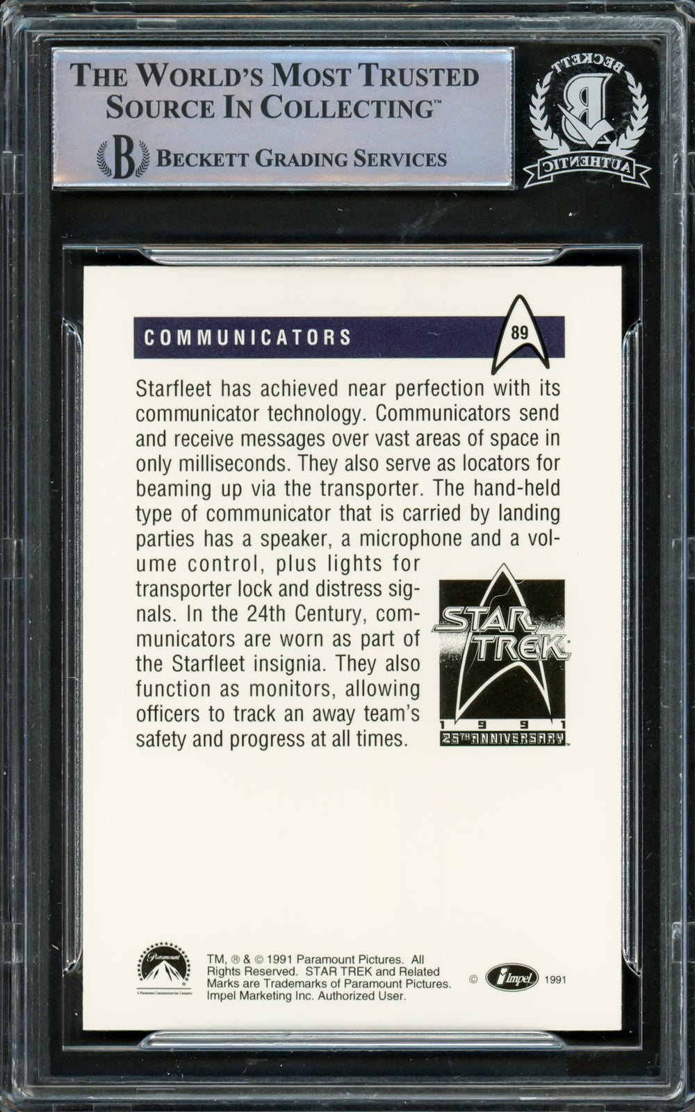 William Shatner Signed 1991 Impel 25th Anniversary Card 89 Star Trek Beckett
