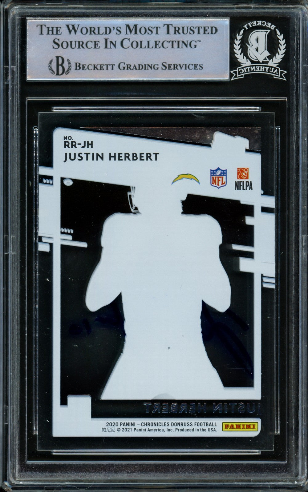 Justin Herbert Auto Signed 2020 Donruss Clearly Rated RC RR-JH Chargers Beckett