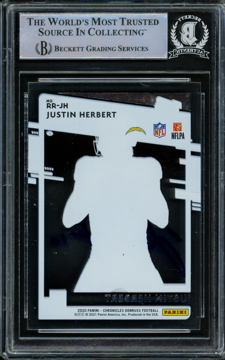 Justin Herbert Auto Signed 2020 Donruss Clearly Rated RC RR-JH Chargers Beckett