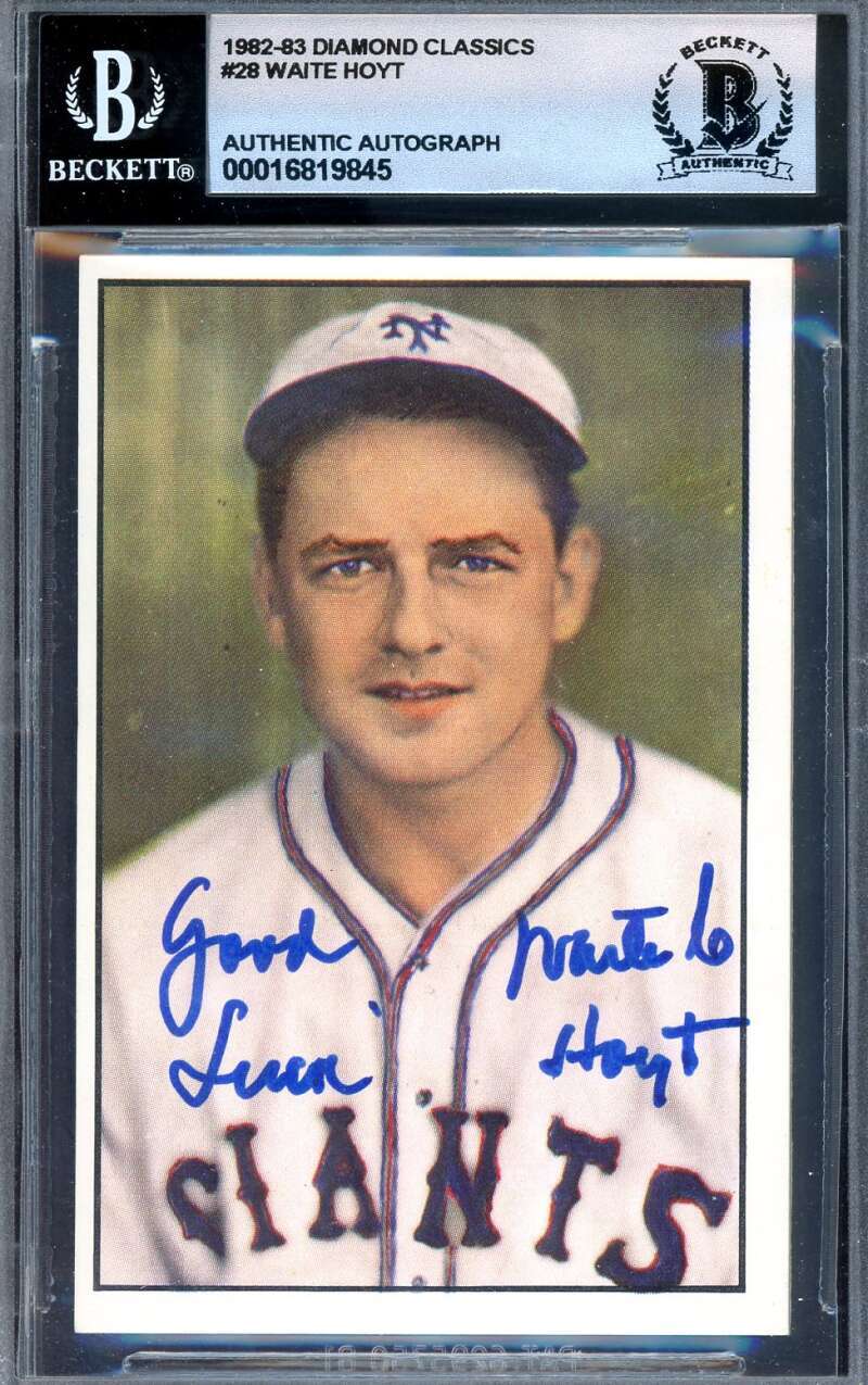 Waite Hoyt Gem Mint 10 Beckett BAS Signed 1982-83 Diamond Classics Autograph