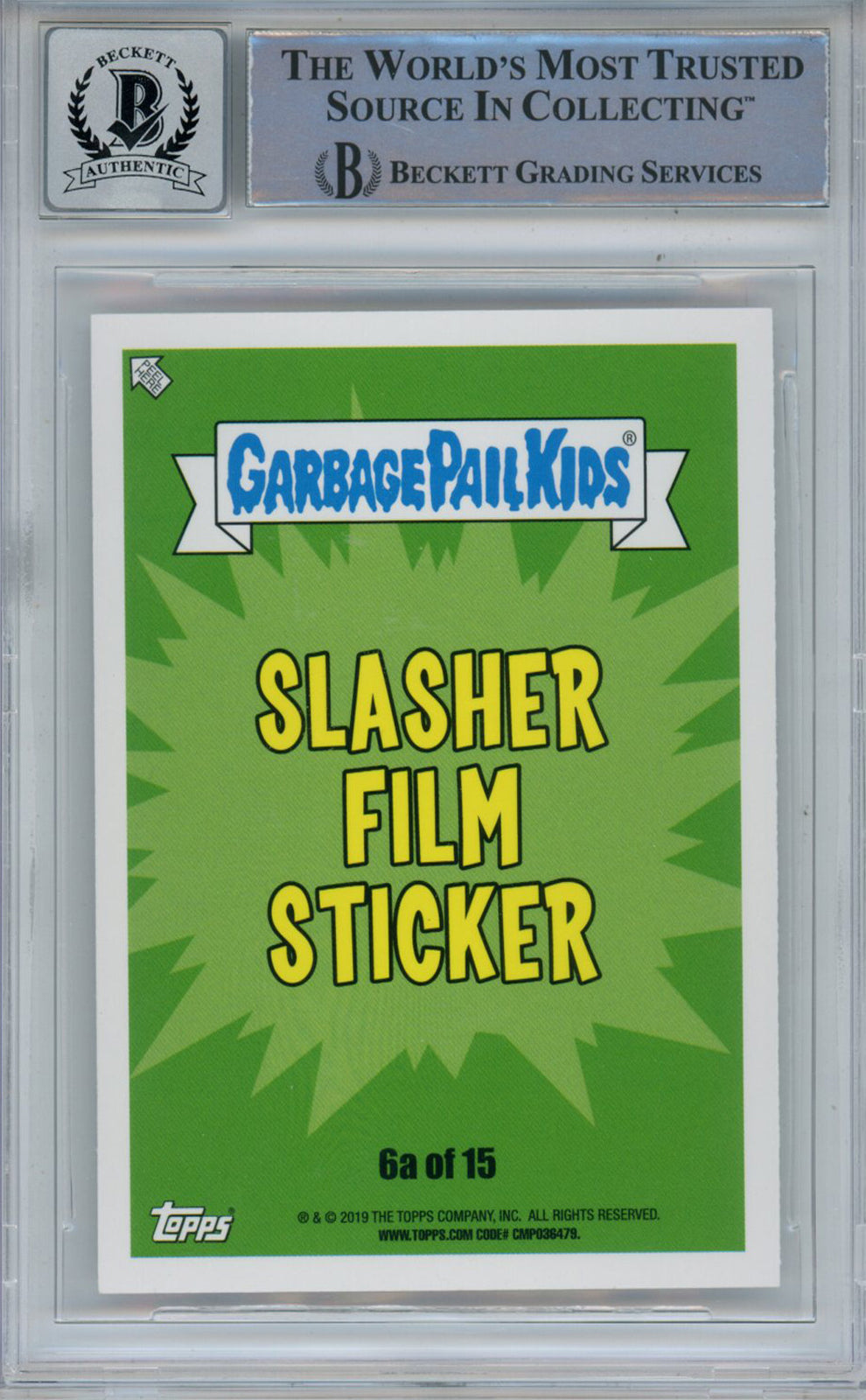 Ari Lehman Signed 2019 Garbage Pail Kids Jabbed Jason #SF6A BAS 10 Slab 43062
