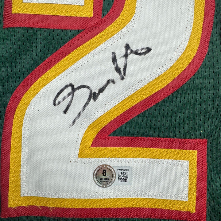 Autographed/Signed Gary Payton Seattle Green Basketball Jersey BAS COA