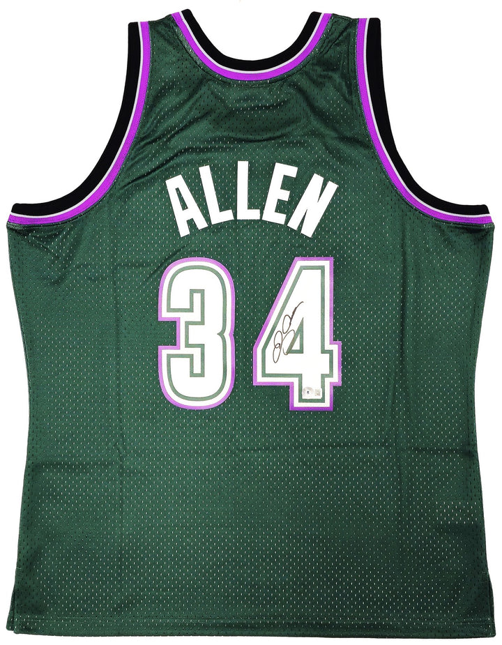 Bucks Ray Allen Auto Green Auth Mitchell Ness 96-97 Swingman Jersey XL BAS