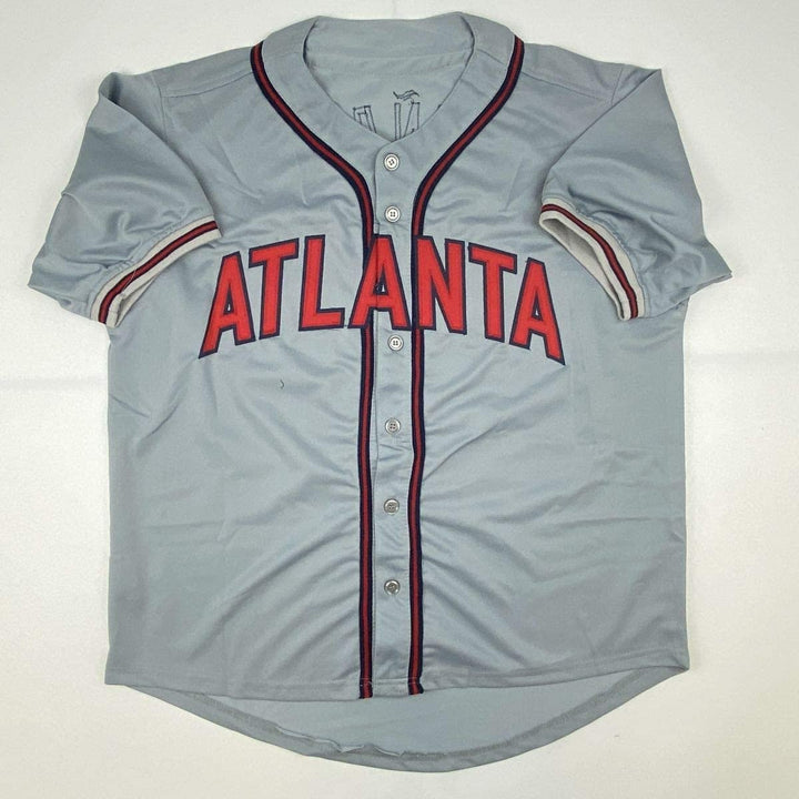 Autographed/Signed RONALD ACUNA JR. Atlanta Grey Jersey JSA COA Auto
